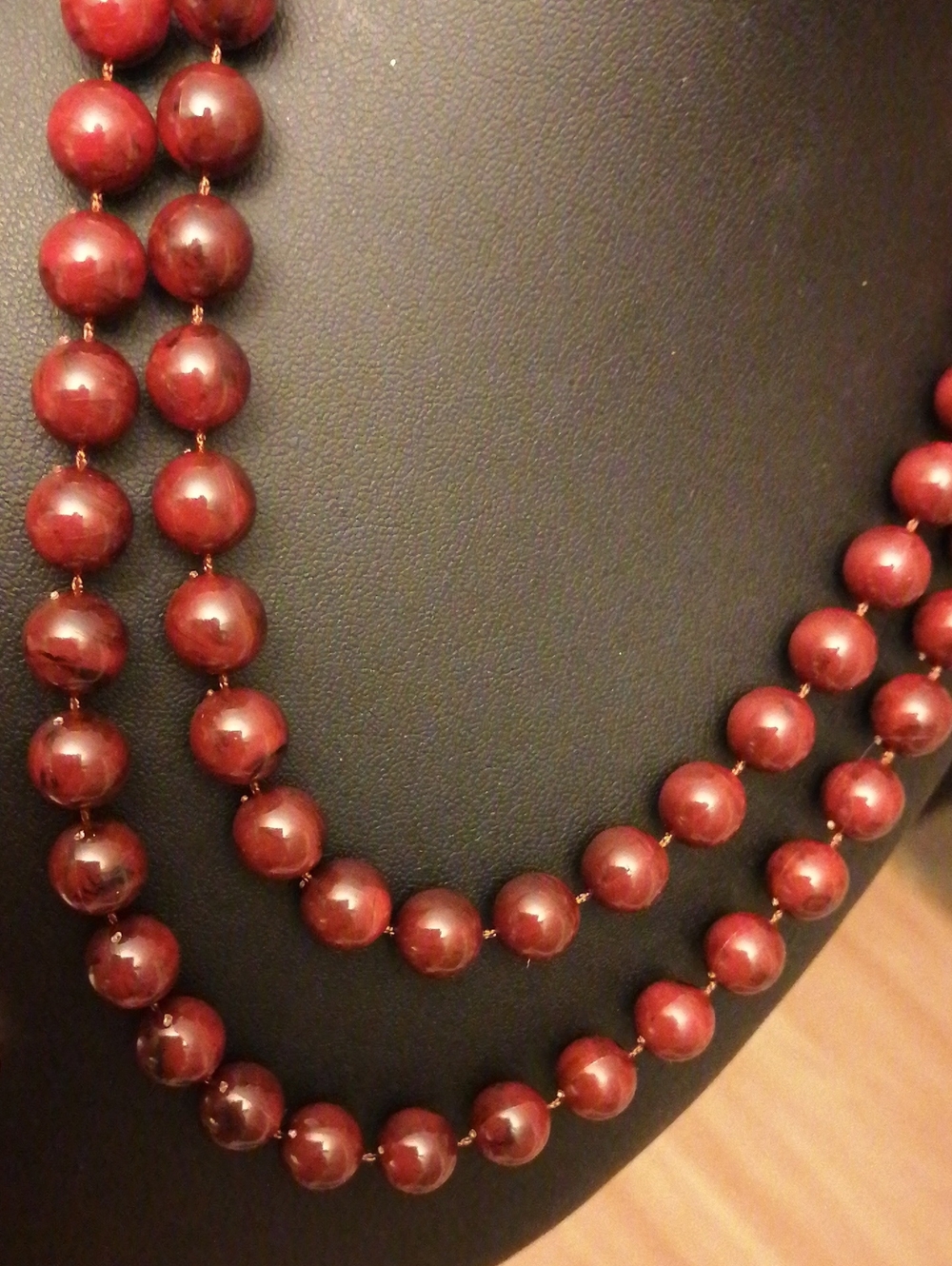 Sarah Coventry Red Beaded Long Vintage Necklace 35" Long